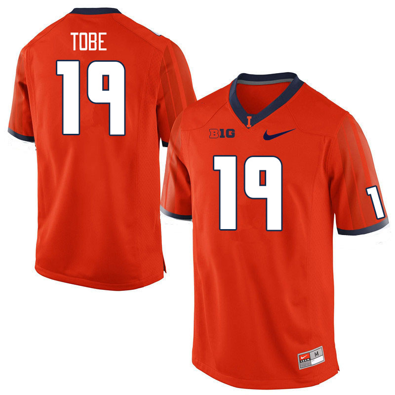 Men #19 Zachary Tobe Illinois Fighting Illini College Football Jerseys Stitched Sale-Orange